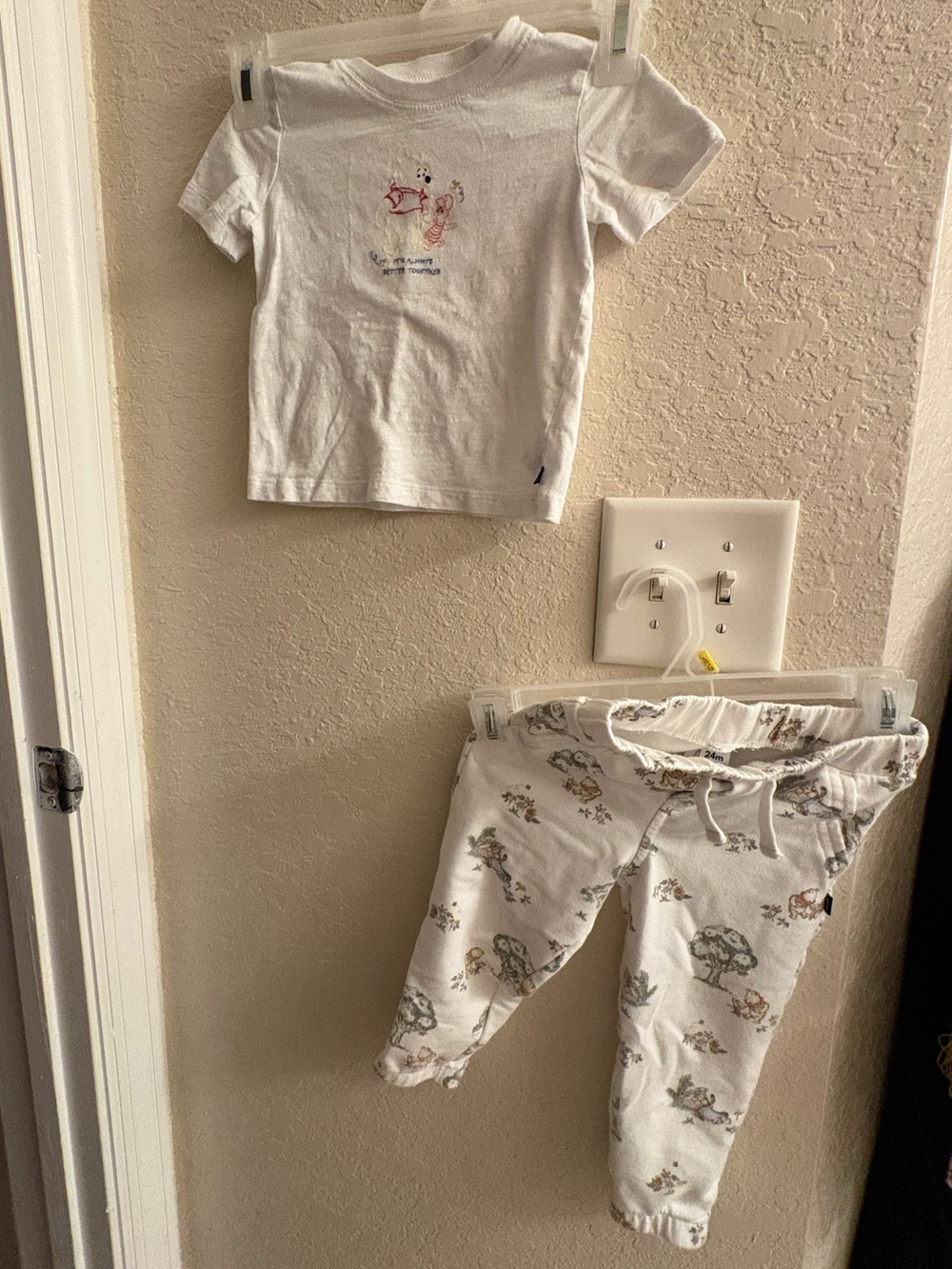 Disney Baby B’Gosh White Tee with Tiny Pooh Embroidered with Pants Outfit